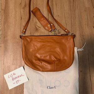 Clare V Tan Leather Crossbody Bag